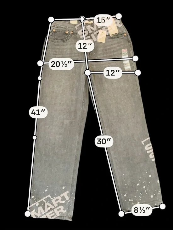 Levi’s Low Pro Straight Leg Gray Bleach Splatter Jeans Size 30 NWT-Y2K-Grunge - Picture 14 of 16